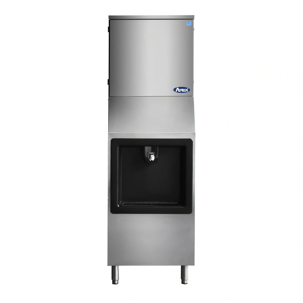 Atosa HD350-AP-161 Hotel Ice Machine and Dispenser, 160 lb Bin, 350 lb Full Cube Production, Air-Cooled, Stainless Steel