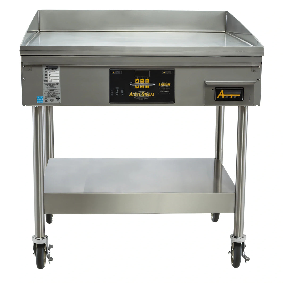 AccuTemp AccuSteam Griddle EGF4803A2450-S2 Electric Commercial Griddle, 24 x 30-Inch Stainless Steel Surface, Digital Controls, Stand With Casters