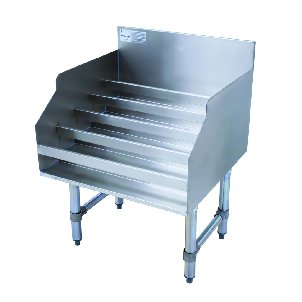 Advance Tabco Special Value Series LD-1824-X Freestanding Stainless Steel 5-Step Liquor Bottle Display, Approximately 30-Bottle Capacity