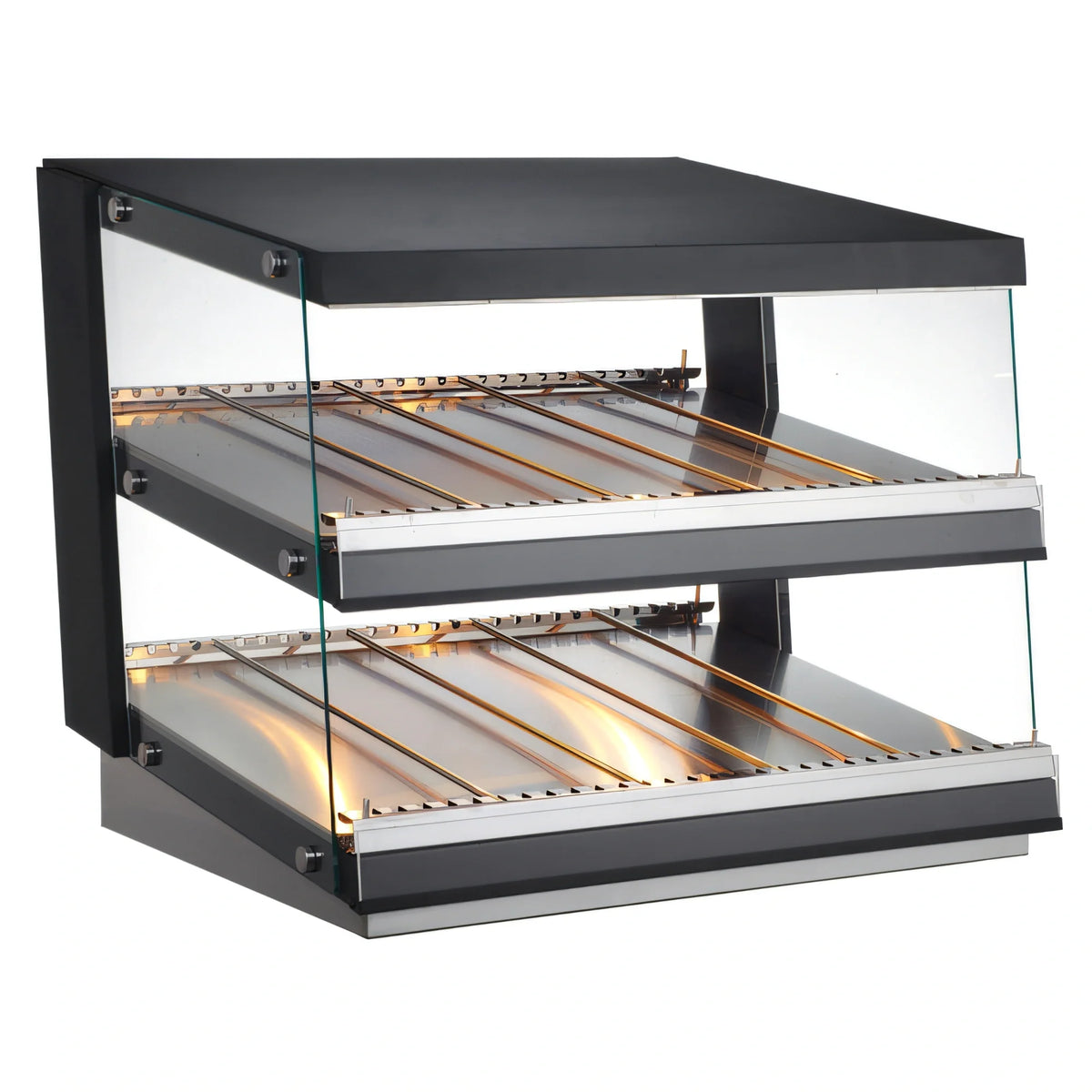 DoughXpress BakeryXpress DXP-HGG01 Countertop Self-Service Heated Food Display Case, Stainless Steel, 2 Slanted Shelves, 31.5-Inch Wide