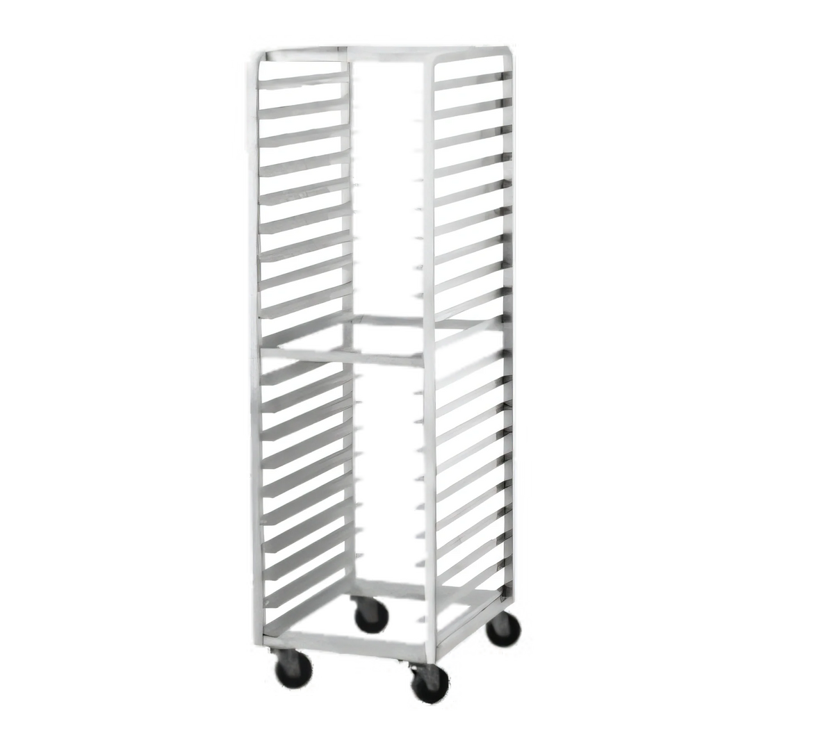 Advance Tabco CFL20 Front-Load Aluminum Roll-In Oven Rack, 20-Pan Capacity, 18 x 26-Inch Pans, 4-Inch Casters