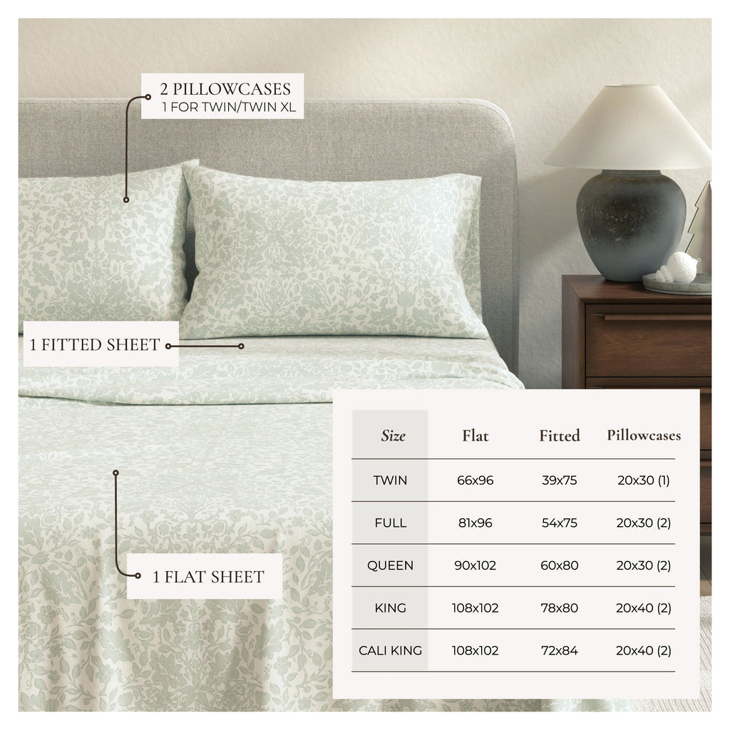 Turkish Cotton Flannel Sheet Set - Winter Floral Collection