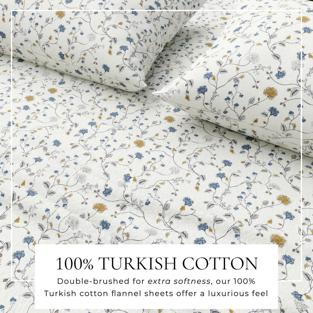 Turkish Cotton Flannel Sheet Set - Winter Floral Collection